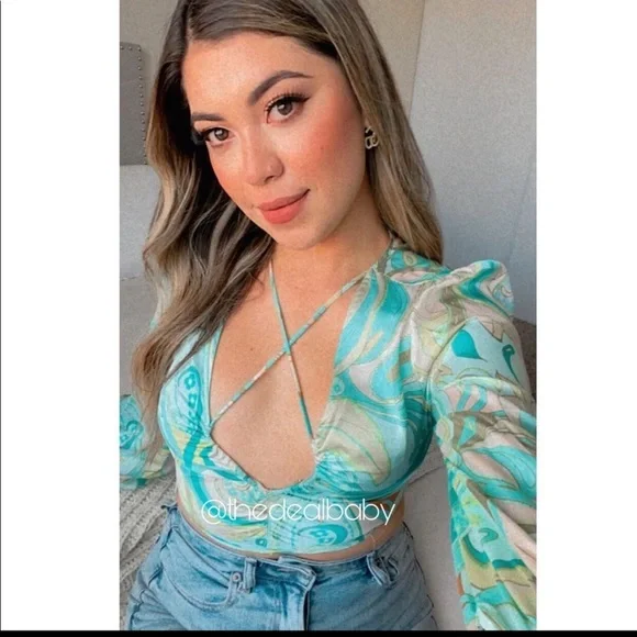 Zara Set Skirt + Crop Top 70’s Green White - Picture 8 of 12